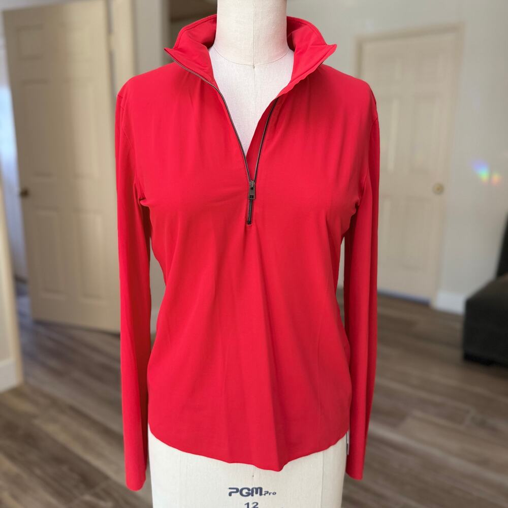 Marc Cain Sports Red Half Zip Stretch Top | N4 | US 10 | MSRP $280 - Picture 4 of 16
